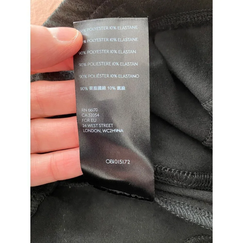 Free People Size Medium Midnight Vegan Suede Skinny Black High Rise Leggings